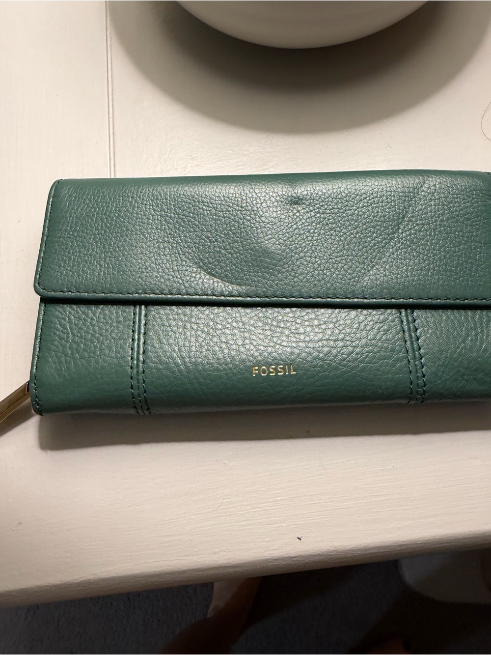 Fossil Green Pebbled Leather Continental Wallet